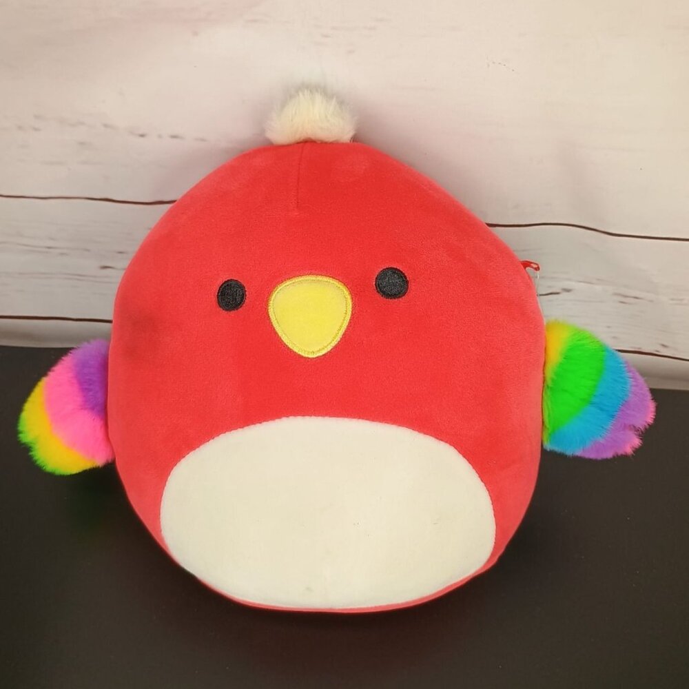 Original Squishmallows Paco Parrot Rainbow Winged‎ Red Bird Plush Toy 8" Soft